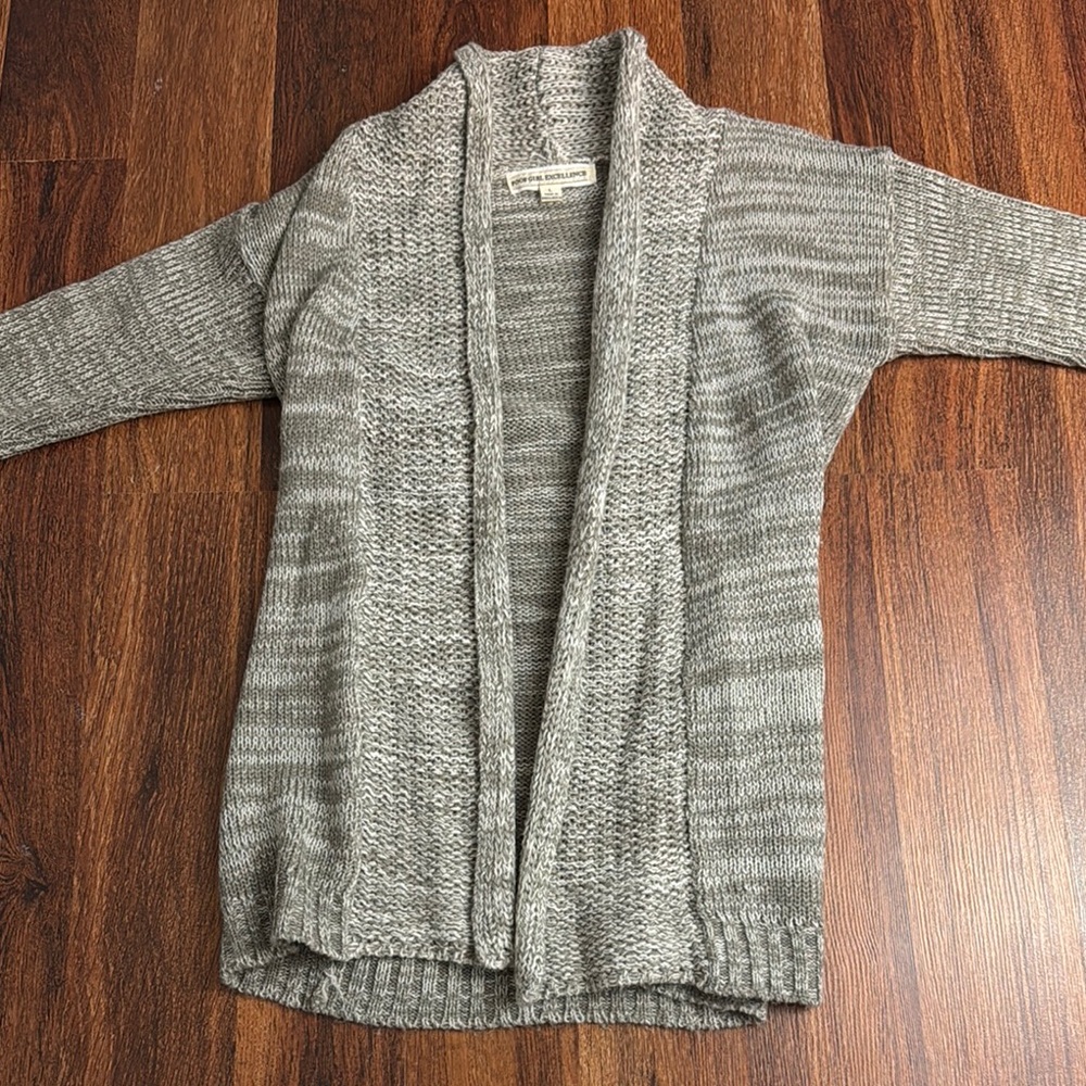Gray Open-Front Cardigan Sweater